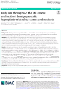 Cover page: Body size throughout the life-course and incident benign prostatic hyperplasia-related outcomes and nocturia