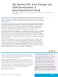 Cover page: The Revised WIC Food Package and Child Development: A Quasi-Experimental Study