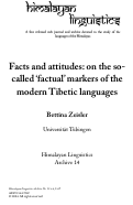 Cover page: Facts and attitudes: on the so-called ‘factual’ markers of the modern Tibetic languages [HL ARCHIVE 14]