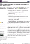 Cover page: Stability Characterization of the Novel Anti-Cancer HM-10/10 HDL-Mimetic Peptide