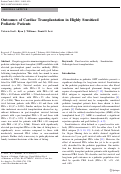 Cover page: Outcomes of Cardiac Transplantation in Highly Sensitized Pediatric Patients