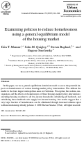 Cover page: Examining Policies to Reduce Homelessness Using a General Equilibrium Model of the Housing Market