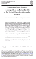 Cover page: Insulin insulated: barriers to competition and affordability in the United States insulin market.