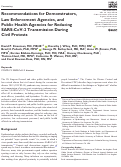 Cover page: Recommendations for Demonstrators, Law Enforcement Agencies, and Public Health Agencies for Reducing SARS-CoV-2 Transmission During Civil Protests.