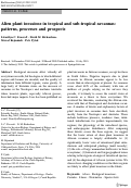 Cover page: Alien plant invasions in tropical and sub-tropical savannas: patterns, processes and prospects