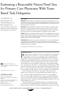 Cover page: Estimating a Reasonable Patient Panel Size for Primary Care Physicians With Team-Based Task Delegation