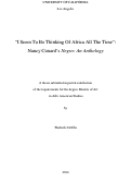 Cover page: "I Seem To Be Thinking Of Africa All The Time": Nancy Cunard's Negro: An Anthology