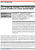 Cover page: Low complexity domains of the nucleocapsid protein of SARS-CoV-2 form amyloid fibrils