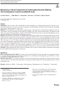 Cover page: Measuring a Critical Component of Contraceptive Decision Making: The Contraceptive Concerns and Beliefs Scale.