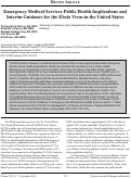 Cover page: Emergency Medical Services Public Health Implications and Interim Guidance for the Ebola Virus in the United States