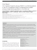 Cover page: HCV treatment barriers among HIV/HCV co-infected patients in the US: a qualitative study to understand low uptake among marginalized populations in the DAA era