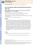 Cover page: Eye of the beholder? Maternal mental health and the quality of infant sleep