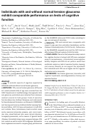 Cover page: Individuals with and without normal tension glaucoma exhibit comparable performance on tests of cognitive function