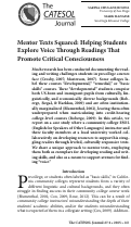 Cover page: Mentor Texts Squared: Helping Students Explore Voice Through Readings That Promote Critical Consciousness