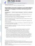 Cover page: Rapid auditory processing of puretones is associated with basic components of language in individuals with autism spectrum disorders