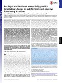 Cover page: Resting-state functional connectivity predicts longitudinal change in autistic traits and adaptive functioning in autism.