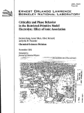 Cover page: Criticality and Phase Behavior in the Restricted-Primitive Model Electrolyte: Effect of Ionic Association