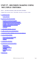 Cover page: Unit 57 - Decision Making Using Multiple Criteria