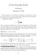 Cover page: A Non-Normality Result