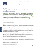 Cover page: A Polygenic Risk Score for Breast Cancer in US Latinas and Latin American Women