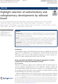 Cover page: Highlight selection of radiochemistry and radiopharmacy developments by editorial board.