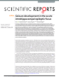 Cover page: Seizure development in the acute intrahippocampal epileptic focus.