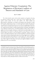 Cover page: Against Fiduciary Utopianism: The Regulation of Physician Conflicts of Interest and Standards of Care