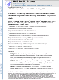 Cover page: Substance use through adolescence into early adulthood after childhood‐diagnosed ADHD: findings from the MTA longitudinal study