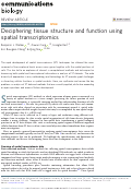 Cover page: Deciphering tissue structure and function using spatial transcriptomics