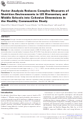 Cover page: Factor Analysis Reduces Complex Measures of Nutrition Environments in US Elementary and Middle Schools into Cohesive Dimensions in the Healthy Communities Study