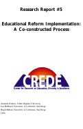 Cover page of Educational Reform Implementation: A Co-Constructed Process