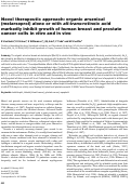 Cover page: Novel therapeutic approach: organic arsenical (melarsoprol) alone or with all-trans-retinoic acid markedly inhibit growth of human breast and prostate cancer cells in vitro and in vivo