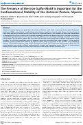 Cover page: The Presence of the Iron-Sulfur Motif Is Important for the Conformational Stability of the Antiviral Protein, Viperin