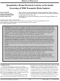 Cover page: Quantitative Brain Electrical Activity in the Initial Screening of Mild Traumatic Brain Injuries