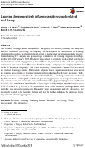 Cover page: Learning climate positively influences residents’ work-related well-being