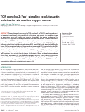 Cover page: TOR Complex 2-Ypk1 signaling regulates actin polarization via reactive oxygen species (ROS)