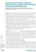 Cover page: Synovial Sarcoma in Children, Adolescents, and Young Adults: A Report From the Children's Oncology Group ARST0332 Study