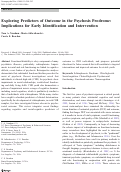 Cover page: Exploring Predictors of Outcome in the Psychosis Prodrome: Implications for Early Identification and Intervention