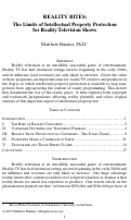 Cover page: Reality Bites: The Limits of Intellectual Property Protection for Reality Television Shows