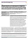 Cover page: Enhancement of erythropoietic output by Cas9-mediated insertion of a natural variant in haematopoietic stem and progenitor cells