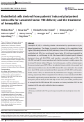 Cover page: Endothelial cells derived from patients’ induced pluripotent stem cells for sustained factor VIII delivery and the treatment of hemophilia A