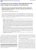 Cover page: Association of severity of primary open-angle glaucoma with serum vitamin D levels in patients of African descent.