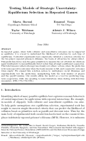 Cover page of Testing Models of Strategic Uncertainty: Equilibrium Selection in Repeated Games