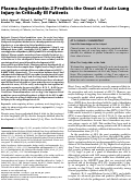 Cover page: Plasma Angiopoietin-2 Predicts the Onset of Acute Lung Injury in Critically Ill Patients