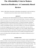 Cover page: The Affordability Crisis in Modern American Healthcare: A Community-Based Review