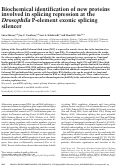 Cover page: Biochemical identification of new proteins involved in splicing repression at the Drosophila P-element exonic splicing silencer