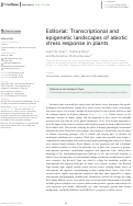 Cover page: Editorial: Transcriptional and epigenetic landscapes of abiotic stress response in plants
