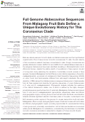 Cover page: Full Genome Nobecovirus Sequences From Malagasy Fruit Bats Define a Unique Evolutionary History for This Coronavirus Clade