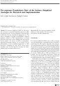 Cover page: Pre-exposure Prophylaxis State of the Science: Empirical Analogies for Research and Implementation