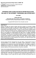 Cover page: Openness and Globalization in Higher Education: The Age of the Internet, Terrorism, and Opportunity